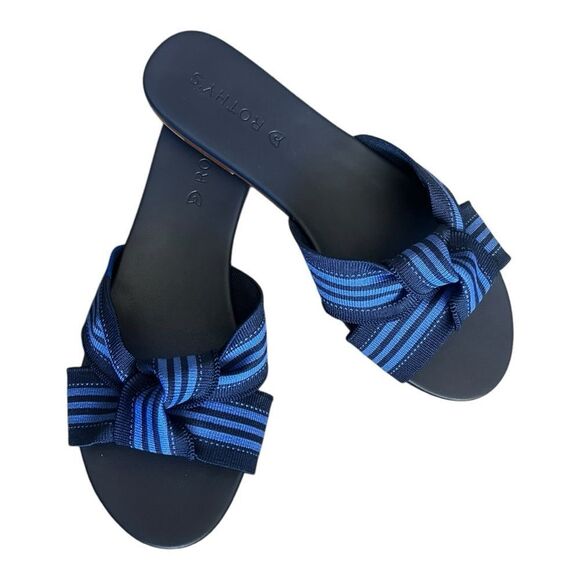 Rothy’s The Knot Cobalt Stripe Sandals Women’s Size 8 - Picture 2 of 6